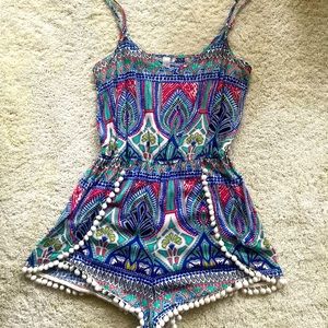 Mahina romper with pom pom trim